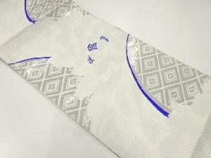 プラチナ箔牡丹模様織出し袋帯